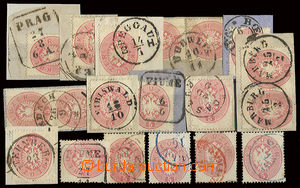 22882 - 1863 comp. 11 pcs of cut-squares and 5  pcs stamp. 5 Kreuzer