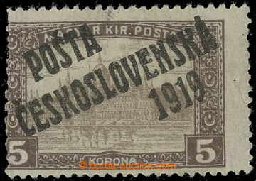 228827 -  Pof.117, 5 Koruna brown, overprint type I.; off center perf