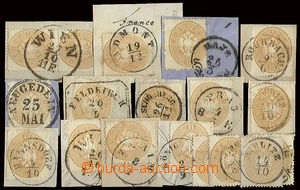 22886 - 1863 comp. 13 pcs of cut-squares + 4  pcs stamp. IV. issue 1