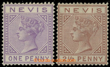228998 - 1879 SG.23, 24, Viktorie 1P fialová a 2½ P hnědá, CC; be