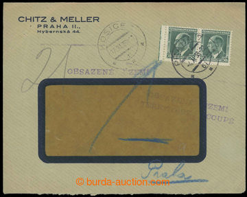 229179 - 1938 OCCUPIED TERRITORY, violet straight line postmark on/fo