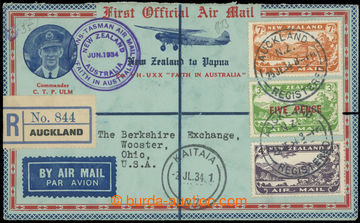 229727 - 1934 Reg letter 1. FLIGHT New Zealand - Papua and back 1. fl