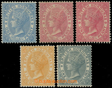 229731 - 1882-1887 SG.17-19, 21-22, Victoria 1P-1Sh; very fine set, c