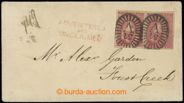 229740 - 1855 SG.27b, 2x Victoria 1P bright rose-pink on local letter