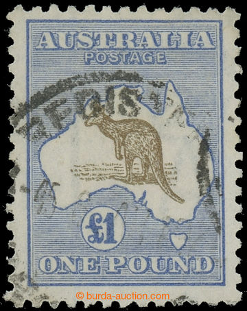 229749 - 1913 SG.15, Kangaroo £1 brown / ultramarine, wmk 2; VF, lig
