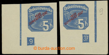 229785 - 1939 Sy.NV2 DZ, Novinové s přetiskem 5h modrá, pravý a l