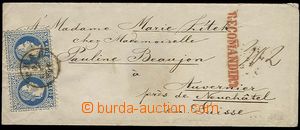 22979 - 1869 R-dopis zaslaný do Švýcarska vyfr. 2-páskou 10Kr zn