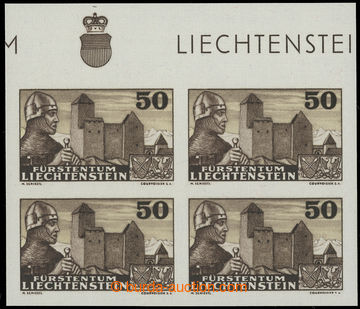 229885 - 1937 Mi.164, Castles 50Rp, imperforated marginal block-of-4;
