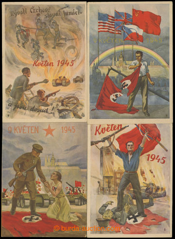 229969 - 1945 KVĚTEN 1945 - sestava 4 propagandistických pohlednic;