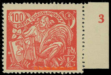 230049 -  Pof.173B plate number, 100h red with R margin and plate num