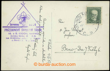 230157 - 1934 SKAUTING / ČSR I.  prošlá pohlednice s fialovým ka