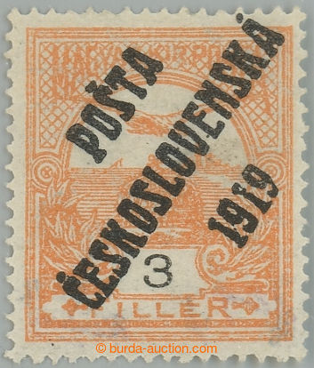 230394 -  Pof.91, 3f orange / black, overprint type II.; hinged, exp.