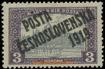 230395 -  Pof.116, 3 Koruna violet / grey, overprint III. type; hinge