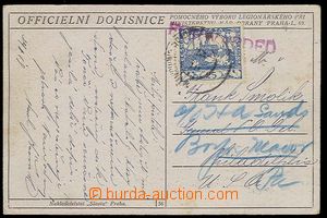 23040 - 1919 postcard to USA, with 25h blue, Pof.10A, nationalized C