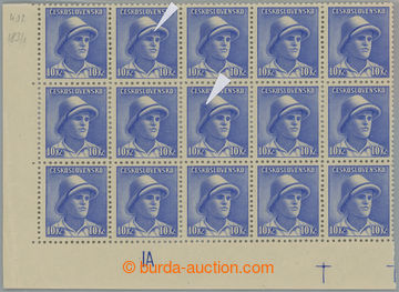 230444 - 1945 Pof.402, London-issue 10CZK, L the bottom corner blk-of