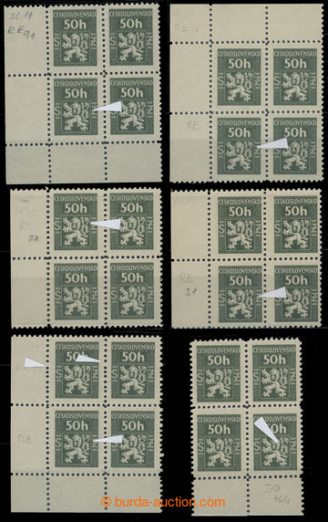 230452 - 1945 Pof.SL1, Official 50h, selection of šesti bloks of fou