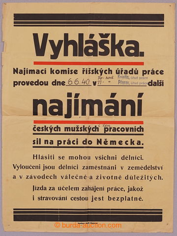 230542 - 1940 BOHEMIA-MORAVIA / Najímání českých mužských prac
