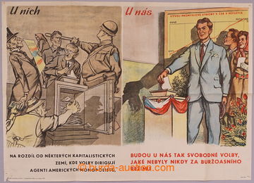 230558 - 1954 ČSR II. / U nich - U nás, vícebarevný plakát, auto
