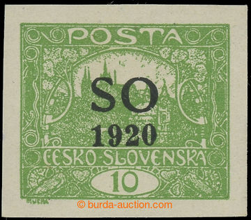 230620 -  Pof.SO4, Hradčany 10h green imperforated; hinged, small wa