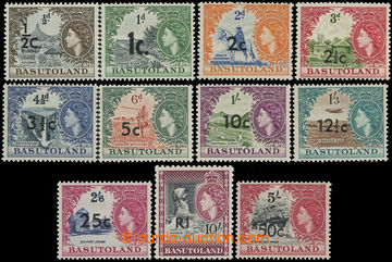 230704 - 1961 SG.58-68, Alžběta II. krajinky ½P - 10Sh, s přetisk