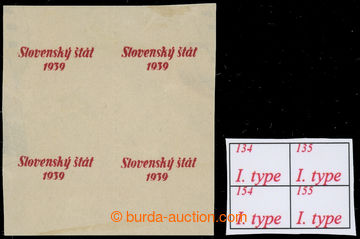 230709 - 1939 PLATE PROOF  overprint trial printing A in red color, b