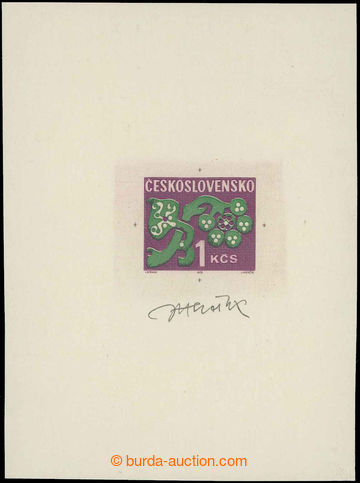 230748 - 1972 PLATE PROOF  Pof.D97, Flowers 1Kčs, definitive gravure