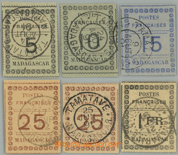 230793 - 1891 Yv.8-12, Číslice 5C - 1Fr (hodnota 25C 2x) s DR TAMAT