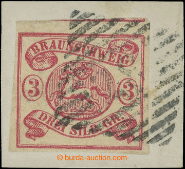 230797 - 1862 Mi.12Ab, Coat of arms 3Sgr carmine on small cut-square;