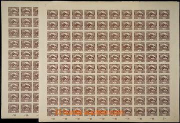 230827 -  COUNTER SHEET / Pof.1, 1h brown, 2x complete 100 stamps she