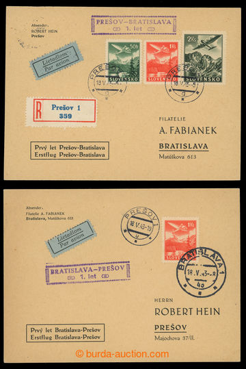 230894 - 1934 1. FLIGHT BRATISLAVA-PREŠOV / PREŠOV-BRATISLAVA, two 