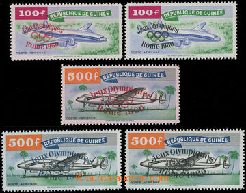 230896 - 1960 5 stamps: Mi.51 and Mi.II, Olympic Games 100Fr, with re