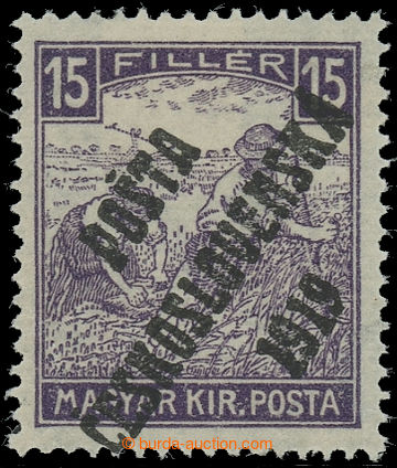 230909 -  Pof.100, Bílé číslice 15f fialová, I. typ; první nál