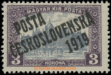 230919 -  Pof.116, 3 Koruna violet / grey, type II.; the first label,