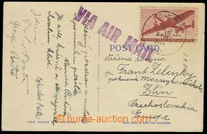 23093 - 1947 BAŤA  postcard sent from USA CDS Belcamp 2.Jul.47, add