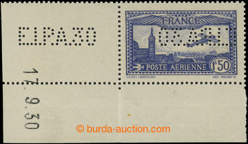 230976 - 1930 Mi.255, corner Airmail 1,50Fr with perfin E.I.P.A. and 