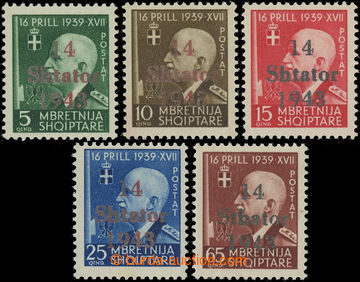 230981 - 1943 ALBÁNIE - NEVYDANÉ, přetisky 14 SHTATOR 1943 na zná