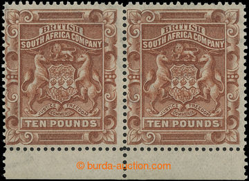 230989 - 1892 SG.13, Coat of arms £10 brown, marginal Pr; very fine 