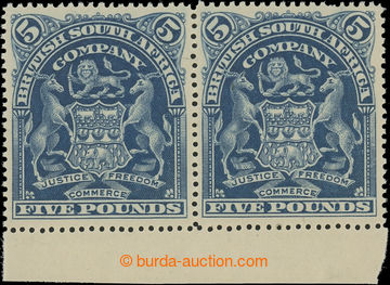 230990 - 1898 SG.92, Znak £5 modrá, krajová 2-páska; bezvadná a 