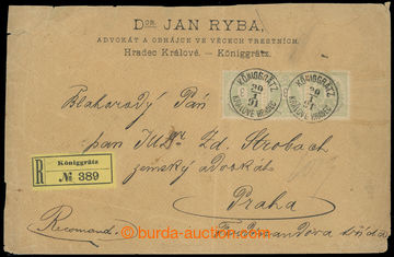 231003 - 1883 2x heavier Reg letter from Hradec to Prague, unique fra