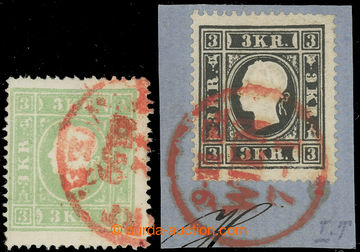231090 - 1858 Ferch.11I, 12II; Franz Joseph I. 3 Kreuzer black type I