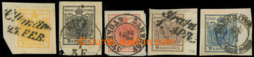 231093 - 1850 Ferch.1-5, Coat of arms 1Kr-9Kr, all on cut squares, va