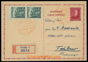 231110 - 1940 CDV51, Czechosl. PC abroad T. G. Masaryk 1,50CZK sent a