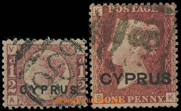 231252 - 1880 SG.1, 2, anglické Viktorie ½P růžová a 1P červen