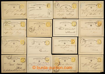 231279 - 1872-1876 sestava 16ks dopisnic žluťásek FJ I. 2Kr žlut