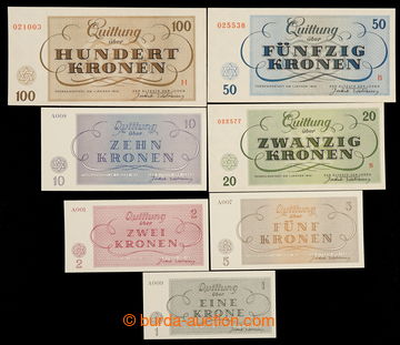 231302 - 1943 TEREZÍN 1-7, complete set bank-notes Terezín ghetto, 