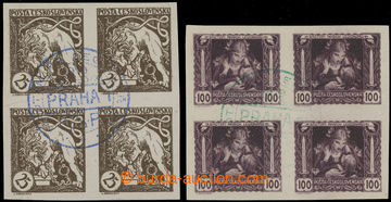 231339 -  Pof.28Np, 31Np, two imperforated blocks of four, Lion Break
