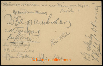 231386 - 1906 korespondenční lístek s podpisy umělců: malíři J