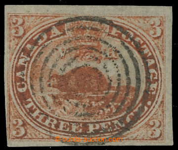 231419 - 1851 SG.1, Beaver 3P red, laid paper, light round cancel.; l