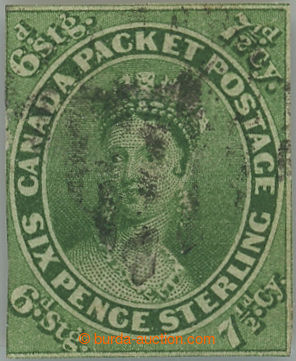 231423 - 1857 SG.12, Victoria Chalon Head 7½P yellow-green, at left 