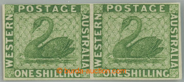 231461 - 1872 PLATE PROOF  SG.61, De La Rue, pair 1Sh bright green on